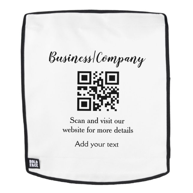 Simple business company website barcode QR add nam Backpack (Removable Face)