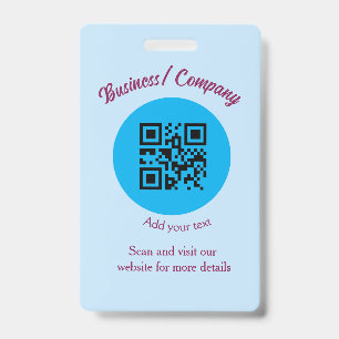 Simple business company website barcode QR add nam ID Badge