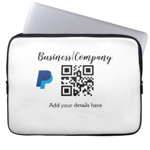 Simple business company website barcode QR add nam Laptop Sleeve