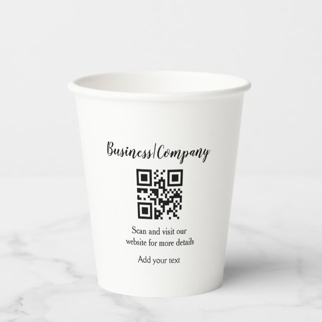 Simple business company website barcode QR add nam Paper Cups (Front)