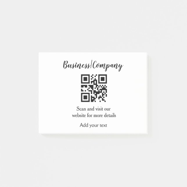 Simple business company website barcode QR add nam Post-it Notes (Front)