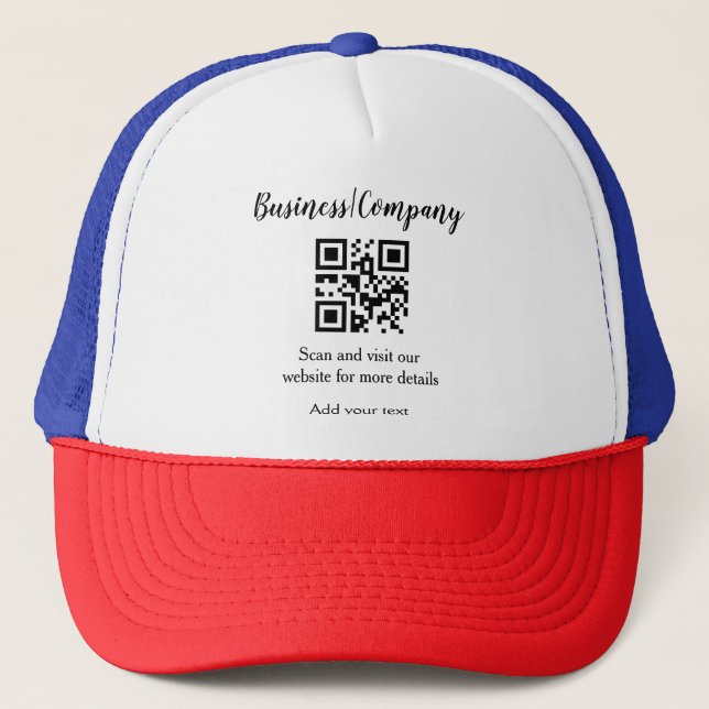 Simple business company website barcode QR add nam Trucker Hat (Front)