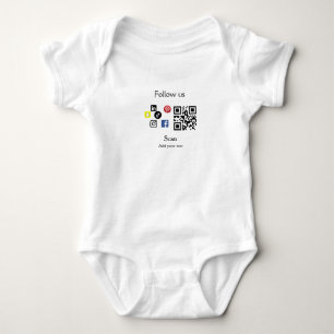 Simple business company website barcode QR code Baby Bodysuit