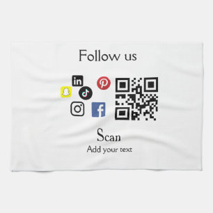 Simple business company website barcode QR code Tea Towel