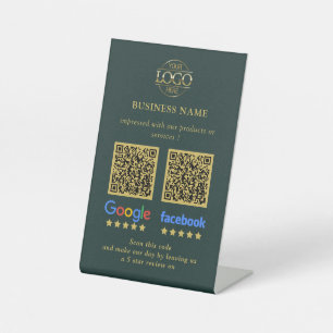 Simple Business Google & Facebook Reviews QR Code Pedestal Sign