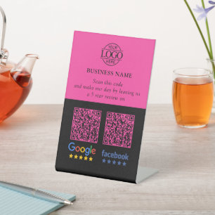 Simple Business Google & Facebook Reviews QR Code Pedestal Sign