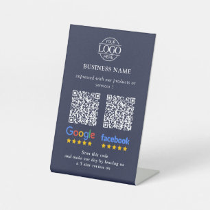Simple Business Google & Facebook Reviews QR Code Pedestal Sign