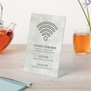 Simple Business Guest Wifi Password and Network Pedestal Sign
