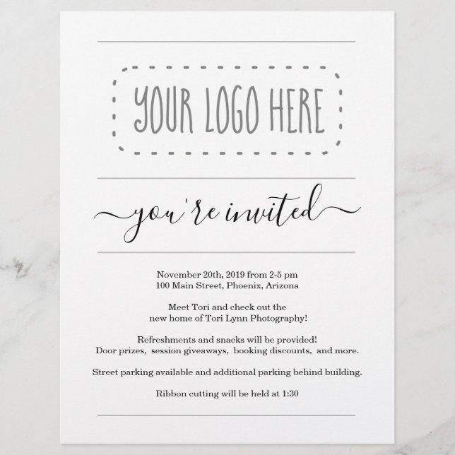 Simple Business Invitation Flyer - Add Logo  (Front)
