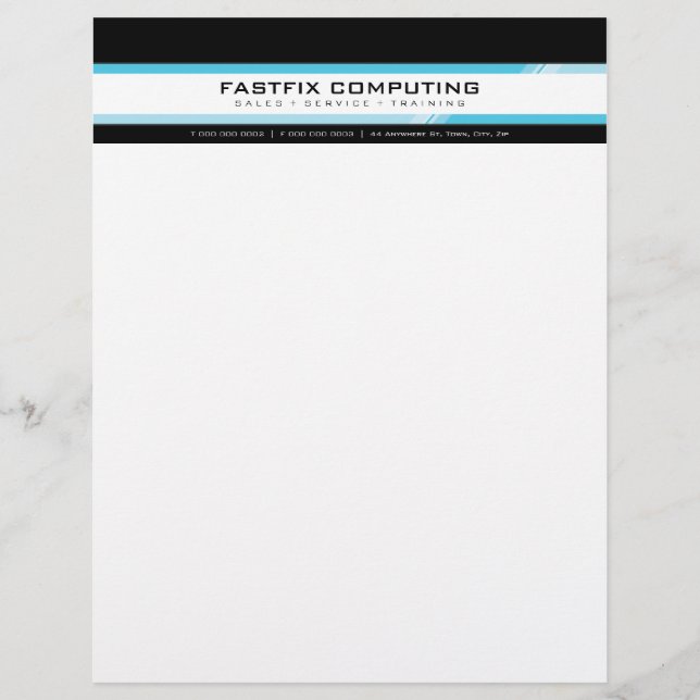 SIMPLE BUSINESS LETTERHEAD :: hi-tech zing 8 Design (Front)