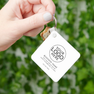 Simple Business Logo and QR Code Custom Key Ring