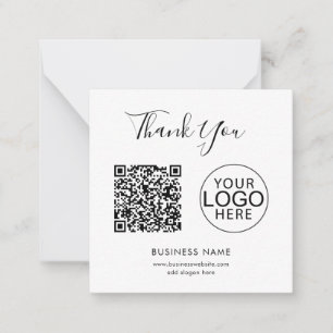 Simple Business Logo and QR Code Custom Thank You Card