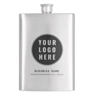 Simple Business Logo and Website Custom Hip Flask