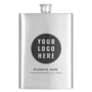 Simple Business Logo and Website Custom Hip Flask