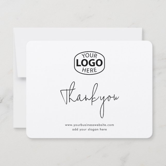 Simple Business Logo and Website Customers Thank You Card (Front)