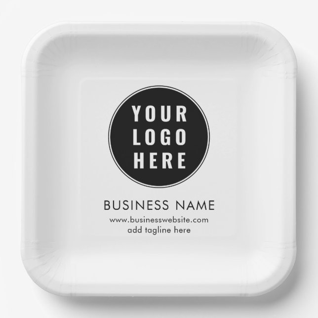 Simple Business Logo and Website Promotional Paper Plate (Front)