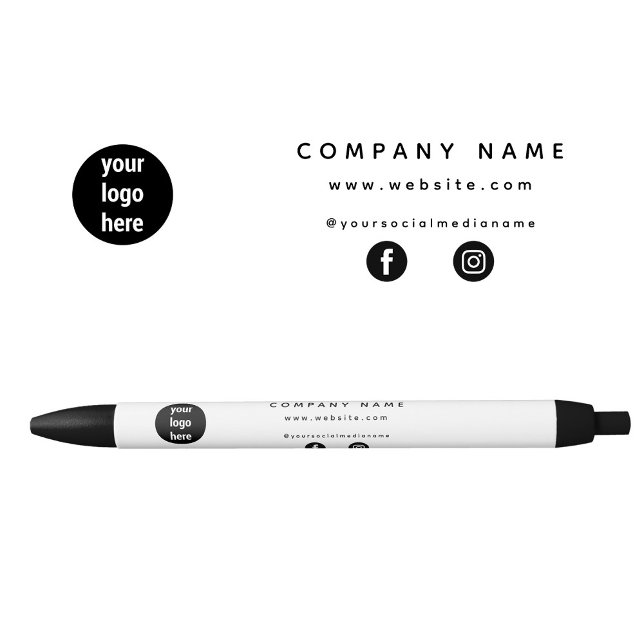Simple Business Logo Company Text Social Media  Black Ink Pen (Simple Business Logo Company Text Social Media Pen)