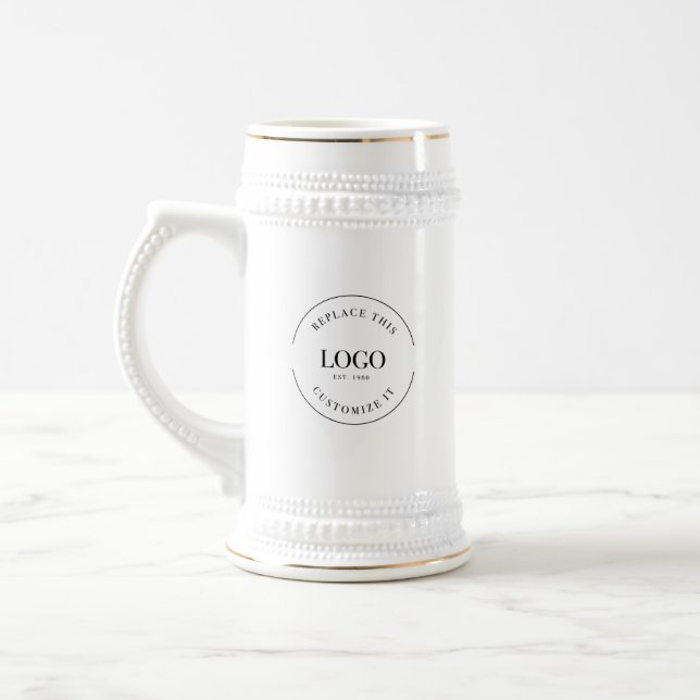 Simple Business logo Custom QR code website Beer Stein (Left)