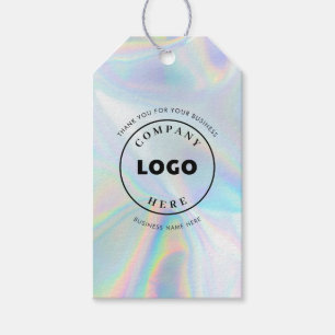 Simple Business Logo Holographic Custom Gift Tags