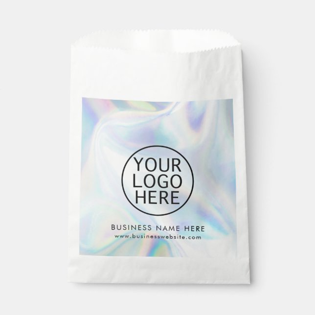 Simple Business Logo Iridescent Promotional Custom Favour Bags (Front)