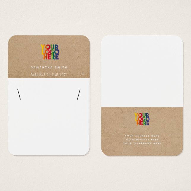 Simple Business Logo Kraft Necklace Display Card (Front & Back)