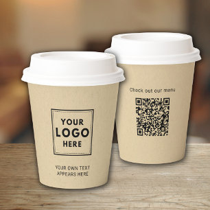 Simple Business Logo Kraft Paper Professional QR Paper Cups