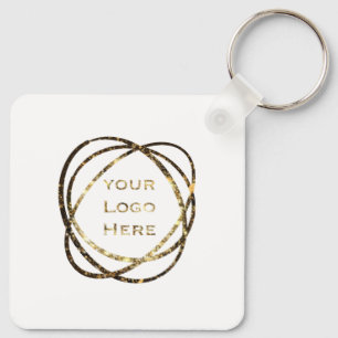 Simple Business Logo Promotional Aqua White Key Ring
