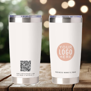 Simple Business Logo QR Code and Website Insulated Tumbler