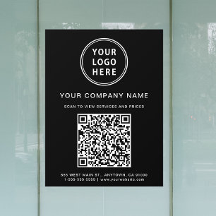 Simple Business Logo QR Code Black
