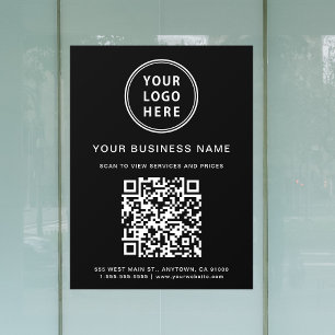 Simple Business Logo QR Code Black