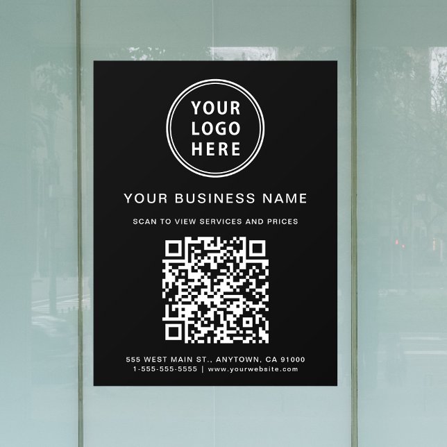 Simple Business Logo QR Code Black (Simple Business Logo QR Code Black Window Cling)