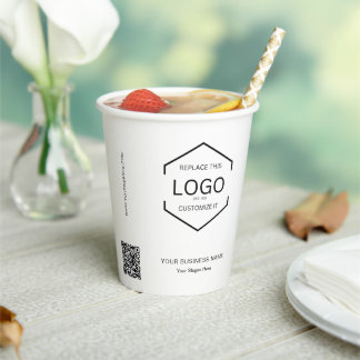 Simple Business Logo QR Code Corporate Event Paper Cups