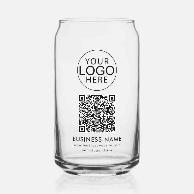 Simple Business Logo QR Code Corporate Events Can Glass (Front)