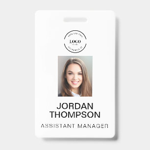 Simple Business Logo QR code Employee photo ID Badge