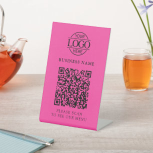 Simple Business Logo QR Code Menu Contactless Pedestal Sign