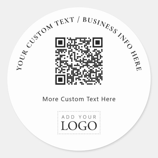 Simple Business Logo QR Code Promotional Classic Round Sticker (Front)