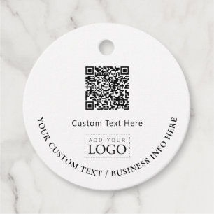 Simple Business Logo QR Code Promotional Favour Tags