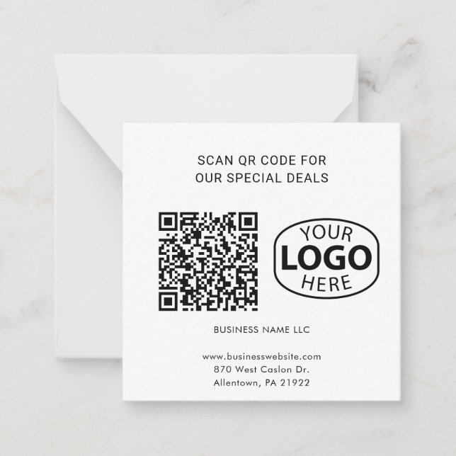 Simple Business Logo QR Code Typography Custom Card (Front)