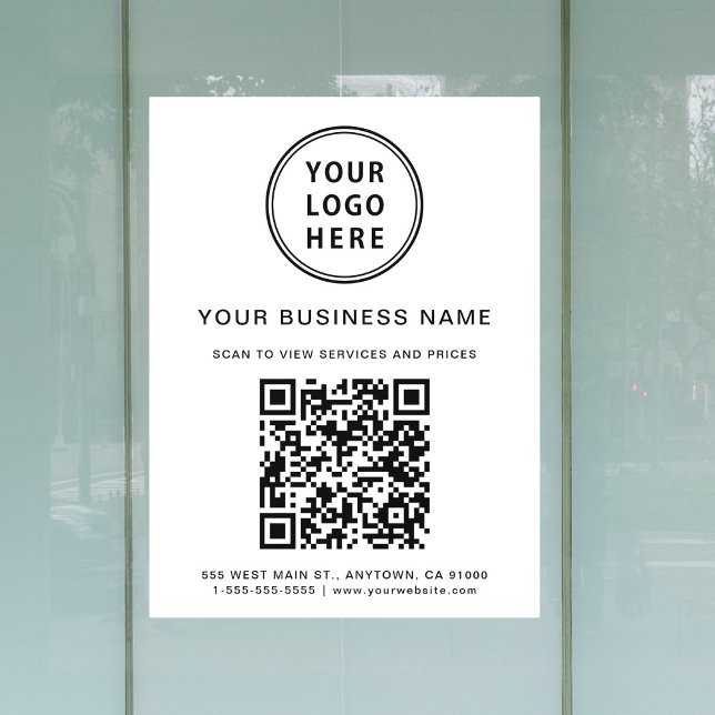 Simple Business Logo QR Code White ( Simple Business Logo QR Code White Window Cling)