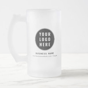 Simple Business Logo Website Custom Promotional Frosted Glass Beer Mug