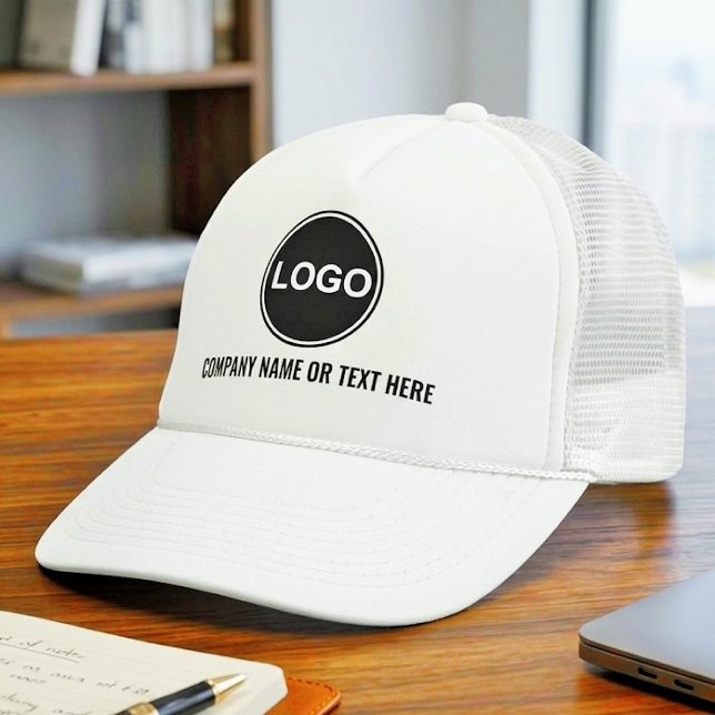 (Simple Business Logo With Text) Promotional  Trucker Hat (Custom Embroidered Hats with Company Logo)
