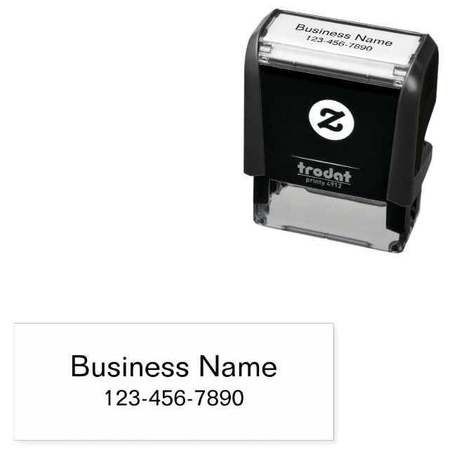 Simple Business Name and Phone Number Template Self-inking Stamp (In Situ)
