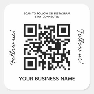 Simple Business Name QR Code Instagram Square Sticker