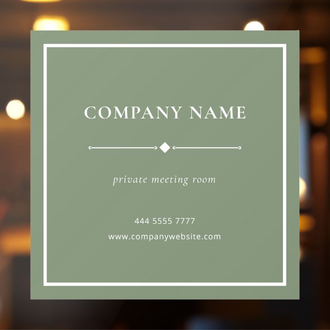 Simple Business Office Name White on Muted Green (Simple Business Office Name White on Muted Green Window Cling)