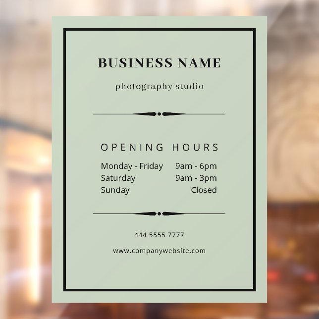 Simple Business Office Sage Green Opening Hours (Sheet 2)
