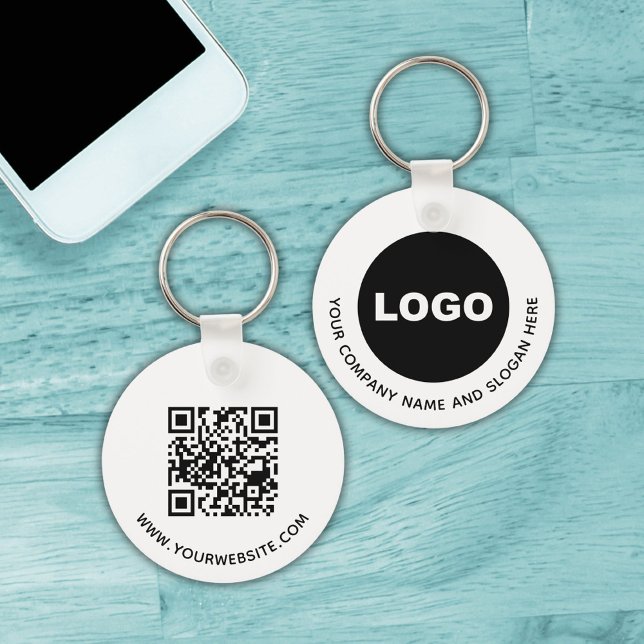 Simple Business Promotional Logo QR Code Key Ring (Simple Business Company Promotional Logo QR Code Keychain)