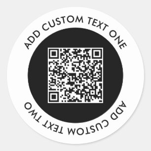 Simple Business QR Code Custom Text Classic Round Sticker
