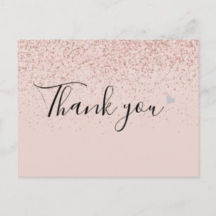 Simple Business Script Thank You Rose Gold  Postcard