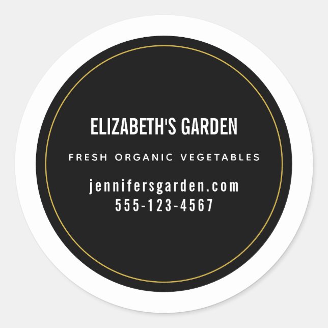 Simple Business Sticker on Black Background (Front)