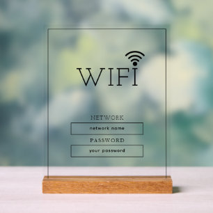 Simple Business Wifi Password and Network Acrylic Sign